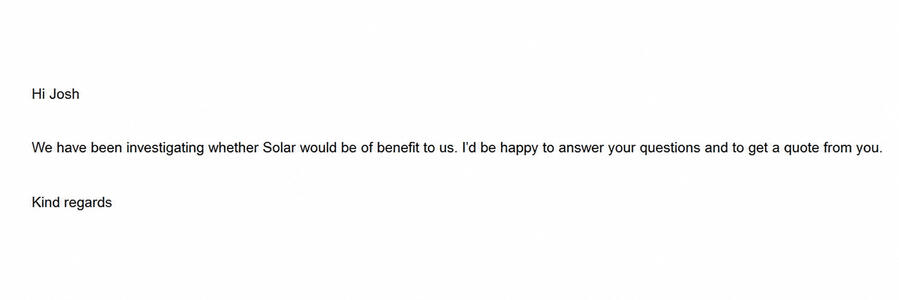 Interested company reply